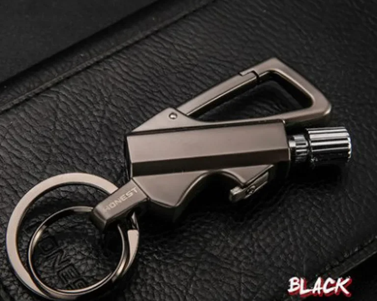 Upgrade Your Adventures with the Outdoor Metal Keychain Lighter - Wildfire Fun Gadget for 10,000 Uses! Perfect Men's Gift!