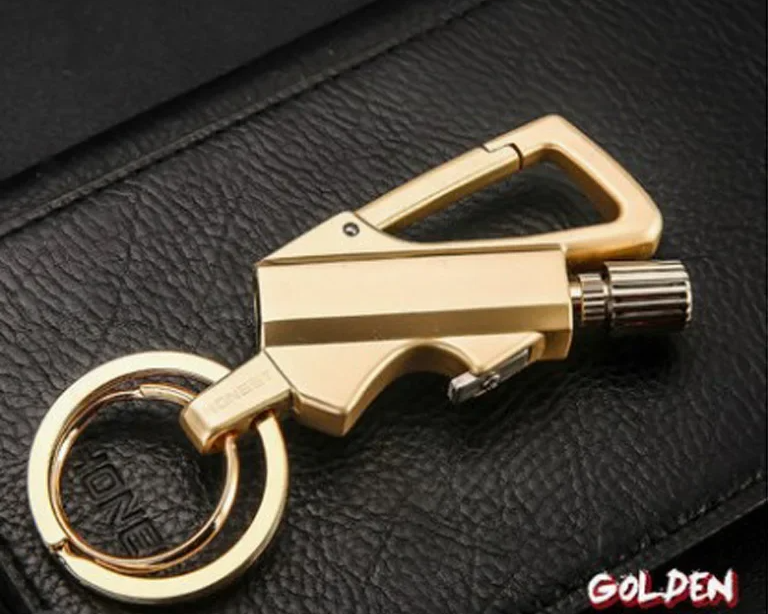 Upgrade Your Adventures with the Outdoor Metal Keychain Lighter - Wildfire Fun Gadget for 10,000 Uses! Perfect Men's Gift!