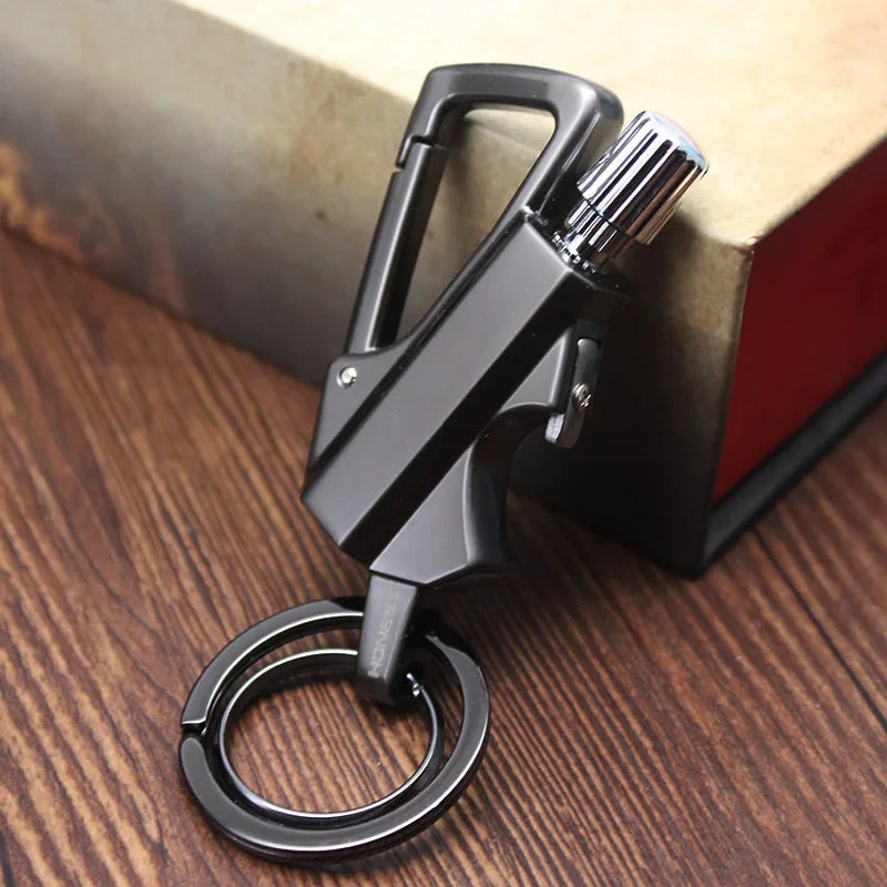 Upgrade Your Adventures with the Outdoor Metal Keychain Lighter - Wildfire Fun Gadget for 10,000 Uses! Perfect Men's Gift!