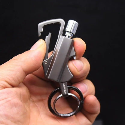 Upgrade Your Adventures with the Outdoor Metal Keychain Lighter - Wildfire Fun Gadget for 10,000 Uses! Perfect Men's Gift!