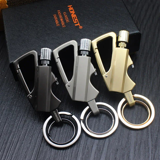 Upgrade Your Adventures with the Outdoor Metal Keychain Lighter - Wildfire Fun Gadget for 10,000 Uses! Perfect Men's Gift!